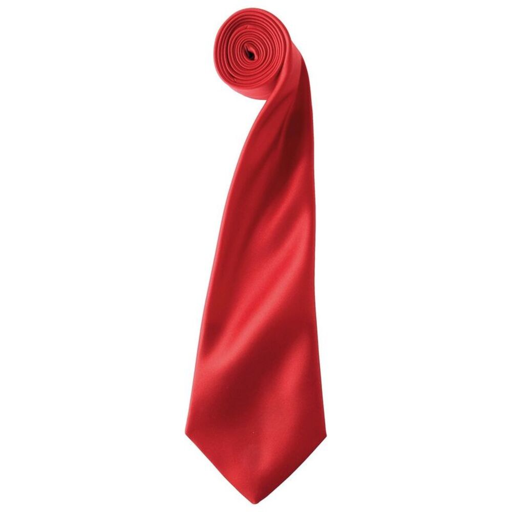 Premier Unisex Adult Colours Satin Tie / Red